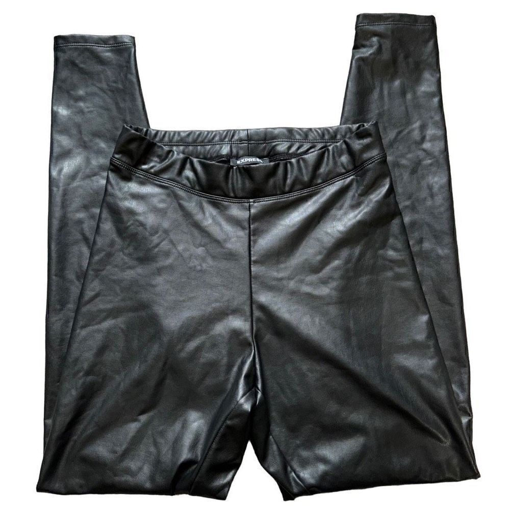 High Waisted Faux Leather Stretch Ankle Leggings size xs